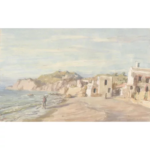 Ignaz Epper — Südliche Strandpartie mit Dorf und Klippen.