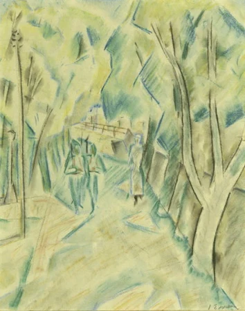 Strasse mit Bäumen, Um 1916/18.