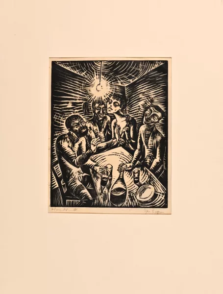 Ignaz Epper — 2 Blätter: Gelage mit Dirne I; Eisenbahn, 1917