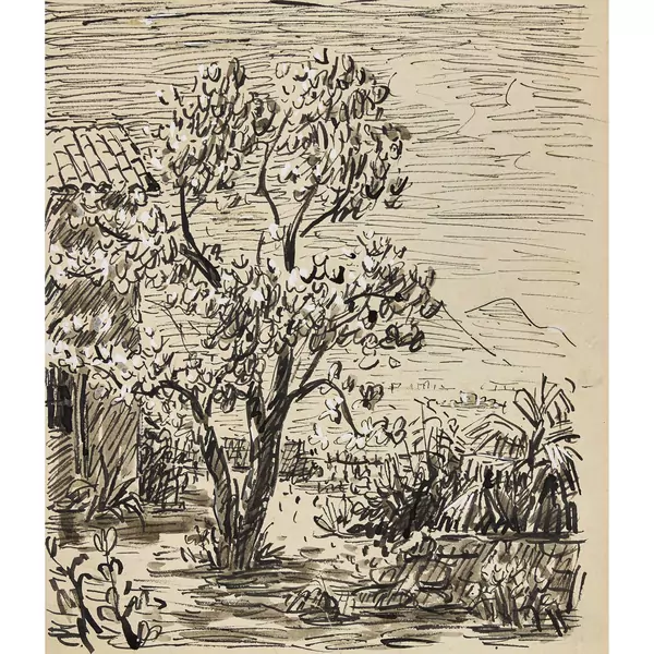Gartenpartie mit Baum