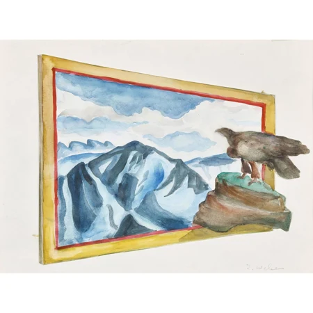 Adler vor alpiner Landschaft