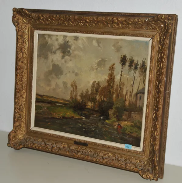 Charles Busson — Flusslandschaft mit Wäscherin