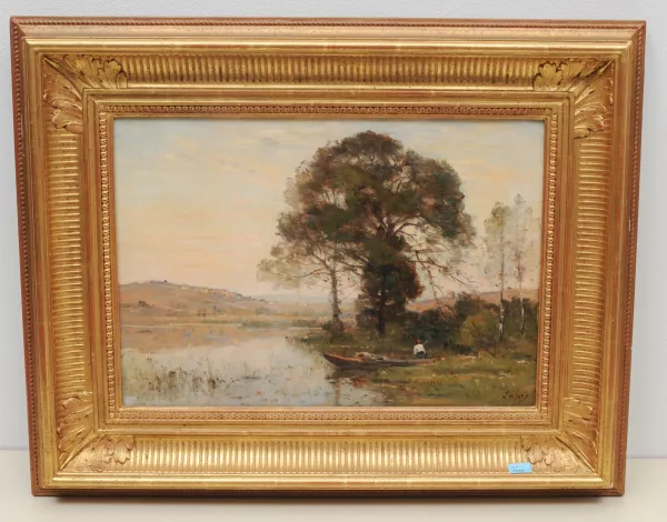 Louis Aimé Japy — Flusslandschaft mit Boot