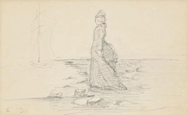 Eugène Boudin — Femme en crinoline en bord de mer