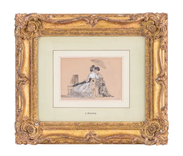 Eugène Boudin — Couple de femmes à la plage