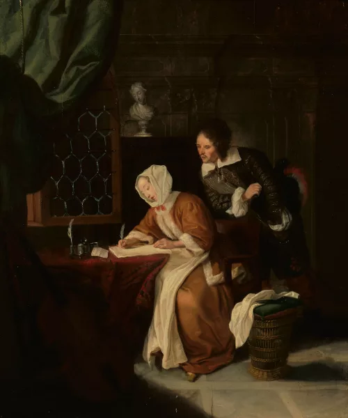 Gabriel Metsu — Copy from the mid-18th century. The surprised letter writer.