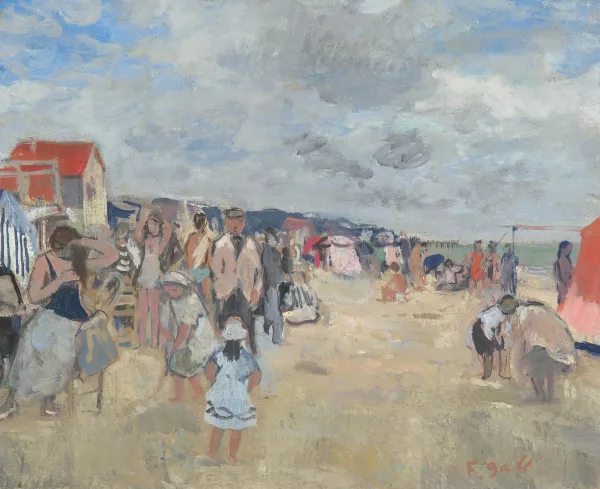 François Gall — Eugénie coiffe ses longs cheveux bruns auprès du landau