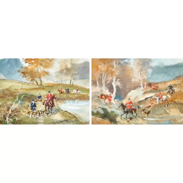 Karl Reille — Deux scènes de battue (pendants)