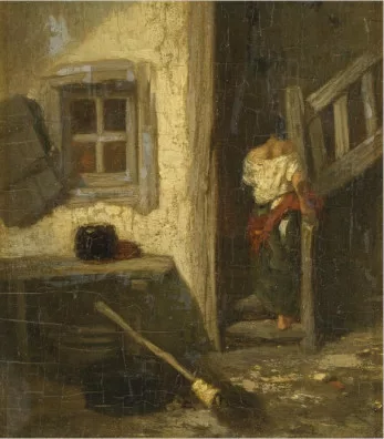 Charles Jacque — Femme montant un escalier