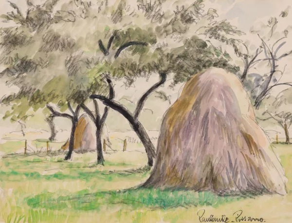 Paul Émile Pissarro — Landschaft mit Heuhaufen
