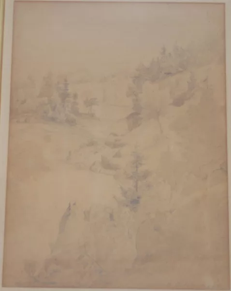 Andreas Achenbach — Fels- und Baumstudie bei den Trollhättanwasserfällen in Schweden