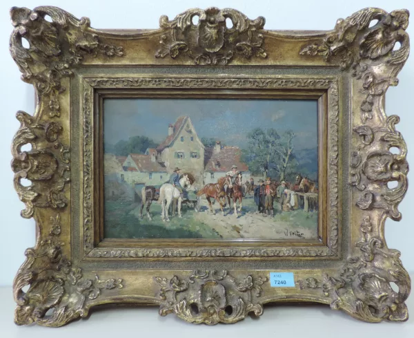 Wilhelm Velten — Pferdemarkt vor einem Dorf