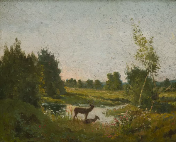 Eugène Lavieille — Paysage aux biches