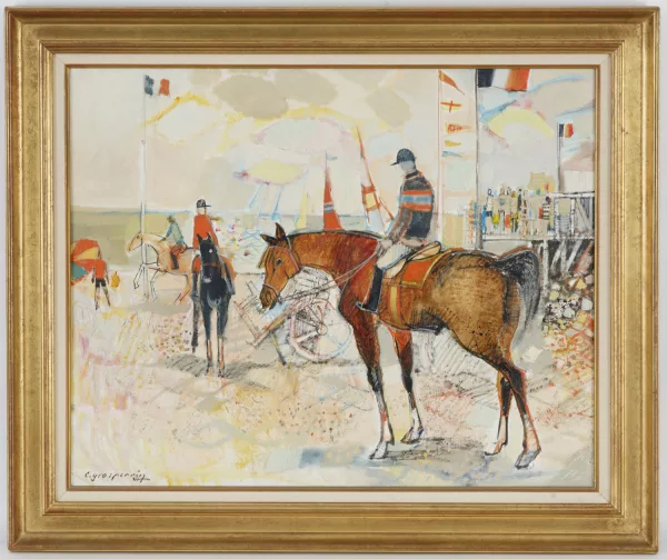 Claude Grosperrin — Cavalieri sulla spiaggia di Deauville