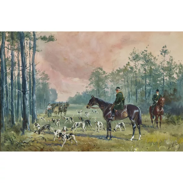 Karl Reille — Chasseur avec des chiens de chasse