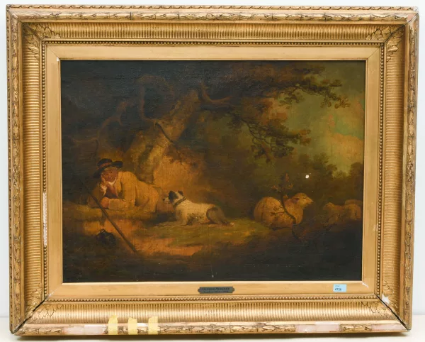 George Morland — Entourage de George Morland — Berger au repos avec son chien