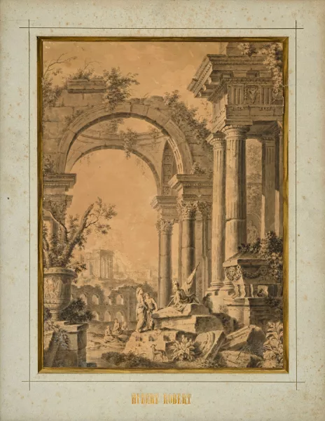 Antonio Zucchi — Attribué à Antonio Zucchi — Ruines de temple animées,