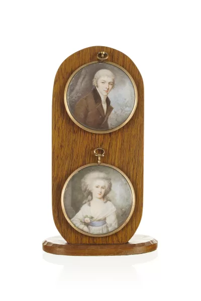 Lié Louis Périn — Gentilhomme à la redingote et Dame à la rose — paire