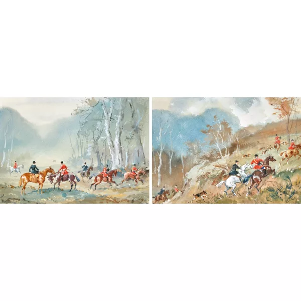 Karl Reille — Deux scènes de battue (pendants)