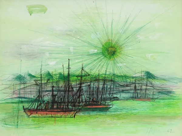 Jean Carzou — Bateaux à quai