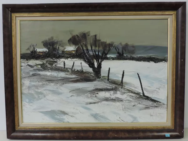 Georges Laporte — Winterlandschaft mit Bauernhäusern