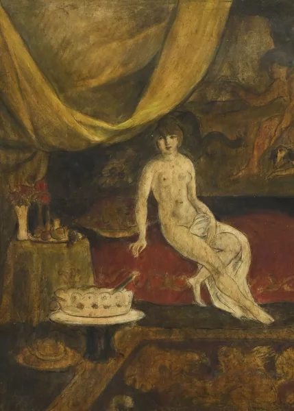 George-Alfred Bottini — Femme nue sur un divan rouge