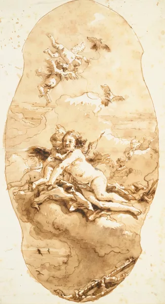 Giovanni Domenico Tiepolo — Original title: "Etude de plafond: Venus et l'Amour entourés de putti"