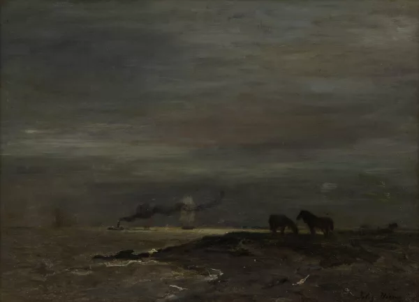 Jules Héreau — Chevaux au bord de la Tamise