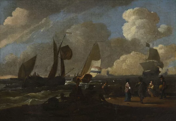 Ludolf Bakhuizen — École de Ludolf I Backhuysen — Scène de port