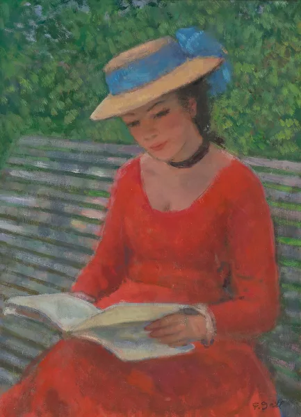 François Gall — Elizabeth-Anne, lecture sur le banc du jardin