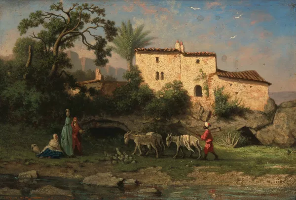 Charles-Théodore Frère — Hirte mit Esel und Staffage