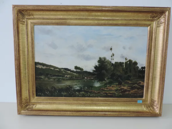 Émile Charles Dameron — Weiherlandschaft mit Fischer