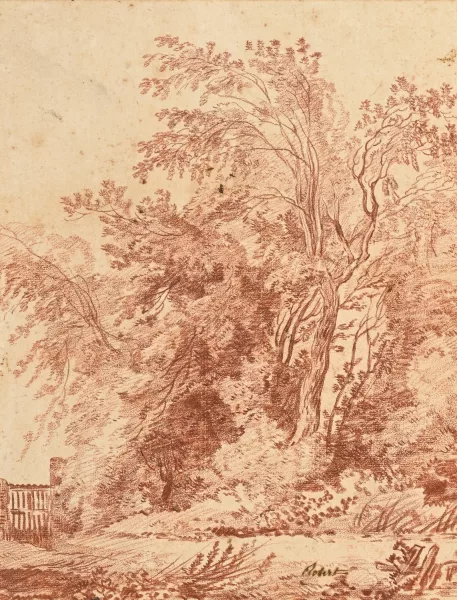 Hubert Robert — Entourage de Hubert Robert — Etude d'arbre
