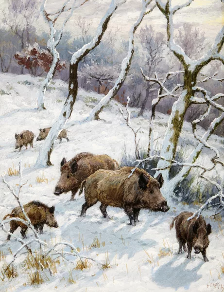 Georges Frédéric Rötig — Sangliers en forêt