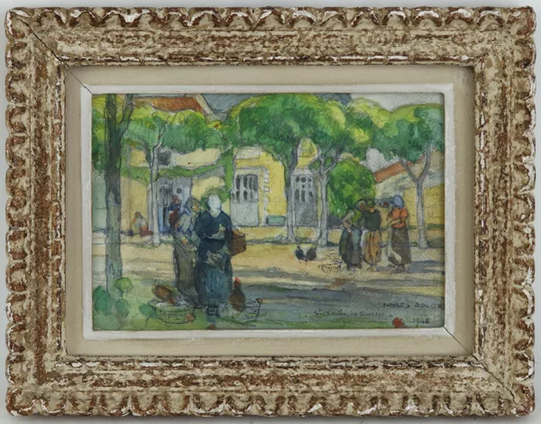 Jules Adler — Jules Adler (1856-1952), \\Paysage animé à Saint