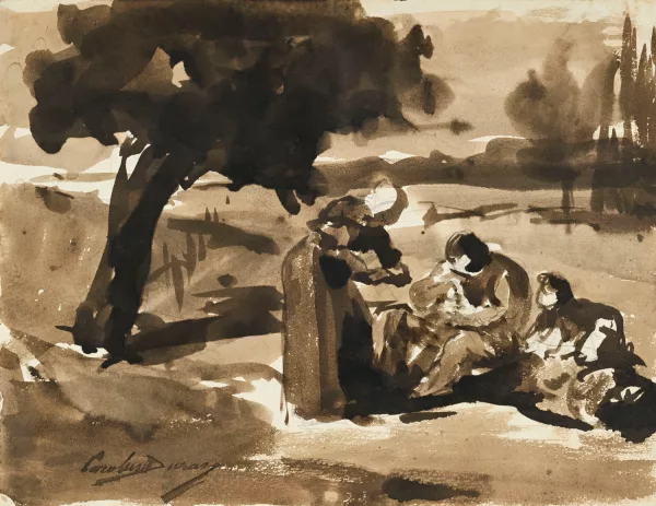 Carolus-Duran — Original title: "Famille se reposant sous un arbre",
