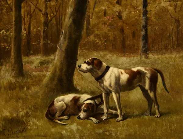 Louis Bombled — Zwei Jagdhunde