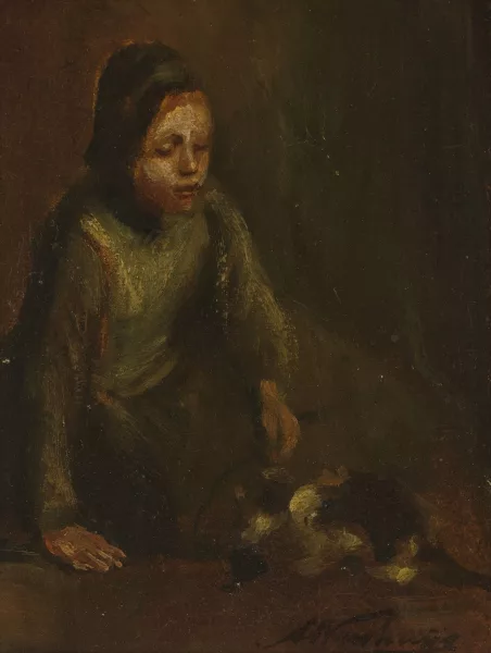 Albertus Johan Neuhuys — Jeune fille au chat