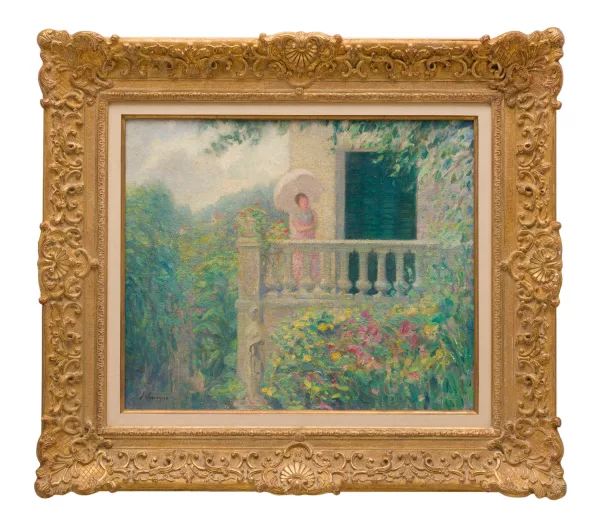 Henri Lebasque — "Jeune fille à l'ombrelle sur la terrasse",