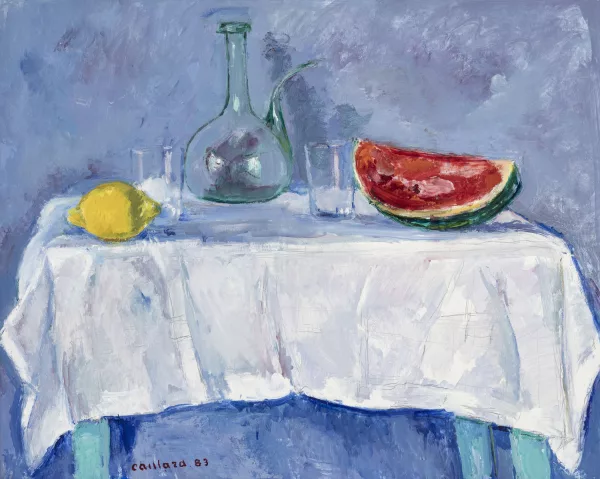 Christian Caillard — Nature morte à la pastèque et au citron,
