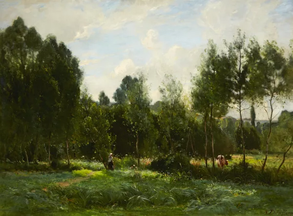 Alexandre Dubuisson — Waldlandschaft mit Hirte und Kuh