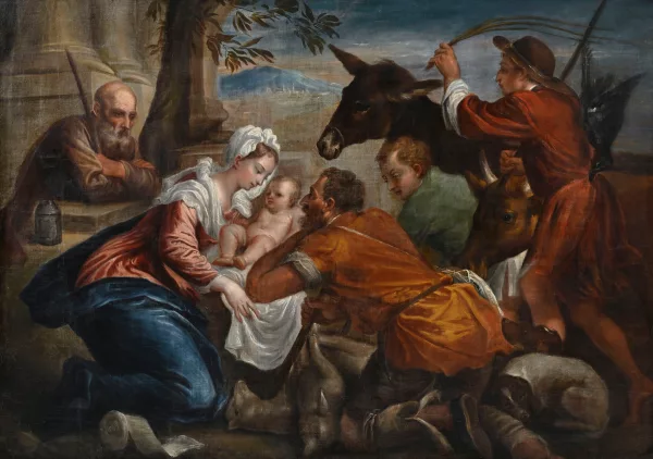 Jacopo Bassano — Suiveur de Jacopo da Ponte Bassano — Adoration des bergers