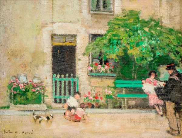 Jules-René Hervé — Jeune enfant jouant dans la rue,