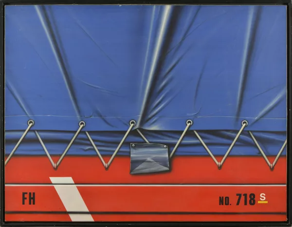Peter Klasen — Camion bâché bleu/rouge No. 718S"
