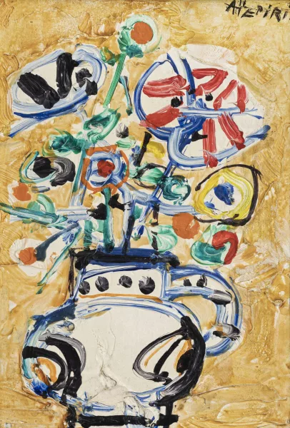 Paul Augustin Aïzpiri — Paul Aïzpiri (1919-2016), Bouquet de fleurs, huile