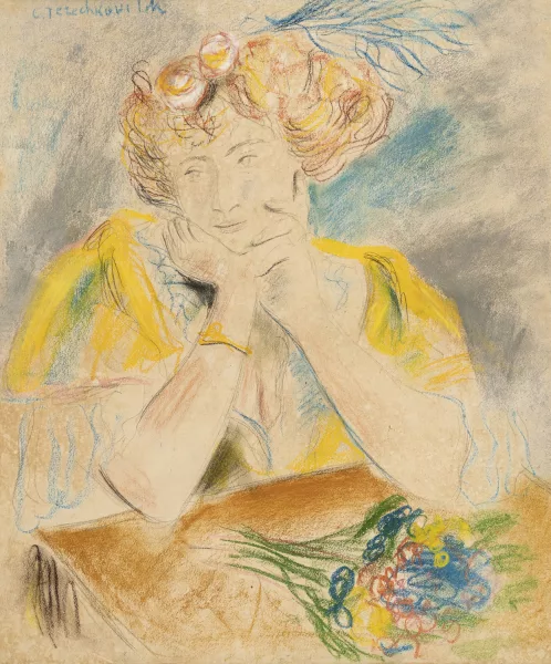 Constantin Terechkovitch — Jeune femme aux fleurs
