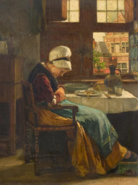 Albertus Johan Neuhuys — Alte Frau beim Nickerchen nach dem Essen
