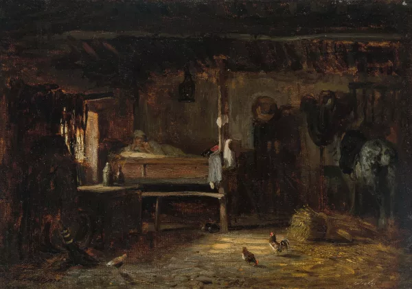 Jules Dupré — Interieur eines Bauernhofes