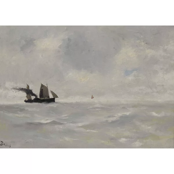 Frank Myers Boggs — Meerespartie mit Segeldampfer.