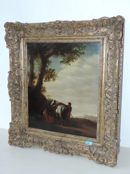 Philips Wouwerman — in der Art Rastende mit Schimmel unter einem Baum